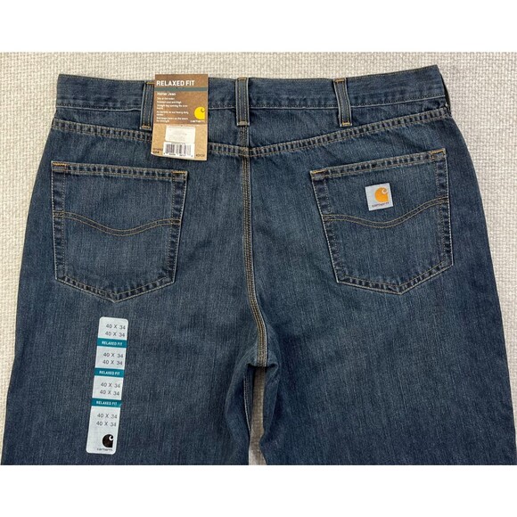 NEW Carhartt Jeans Men’s 40x34 Relaxed Fit Straight Workwear Blue Holter 101483 - Picture 2 of 10